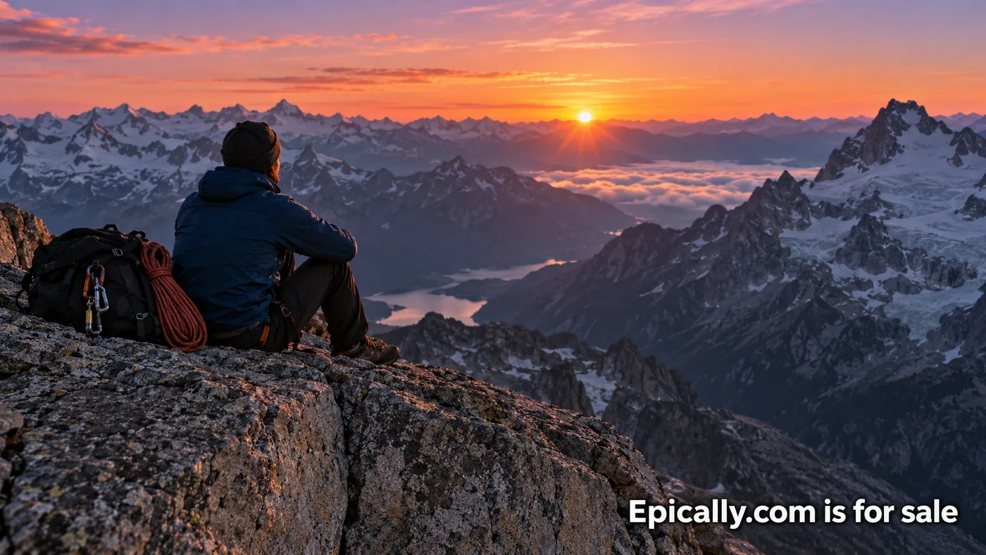 A climber quietly taking in a mountain sunset